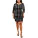 Patterned 3/4 Sleeve Trapeze Dress