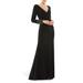 Beaded Cuff Long Sleeve Wrap Front Gown