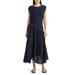 Lace Inset Handkerchief Hem Linen Blend Midi Dress