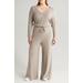 So Chic Tie Waist Long Sleeve Rib Jumpsuit