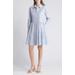 Caslon(r) Stripe Tiered Long Sleeve Shirtdress