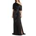 Gathered One-shoulder Satin Gown