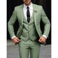 Dark Green Khaki Army Green Men's Wedding Suits Solid Colored 3 Piece Party Dress Tailored Fit Single Breasted Two-buttons 2024