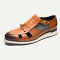 Men's Sandals Leather Shoes Fishermen sandals Leather Italian Full-Grain Cowhide Breathable Comfortable Slip Resistant Buckle Brown Coffee