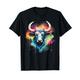 Buffalo Buntes Spritzkunstwerk Portrait Tier Kunst Bison T-Shirt