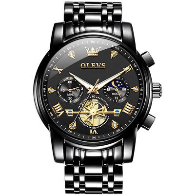 New Olevs Brand Men'S Watch Luminous Chronograph 24-Hour Indication Quartz Watch Business Steel Belt Men'S Waterproof Wristwatch