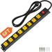 8 Outlet Long Power Strip 2100J Surge Protector Heavy Duty 6FT Cord Wide Spaced and Wall Mount Metal Power strip for Home Office Garage Workshop