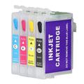 4 Pcs Ink Cartridge Black Cyan Magenta Yellow Permanent Chip Reusable Printer Refill Inkjet Cartridges T1411 T1412 T1413 T1414