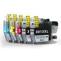 5 Pack High-Yield 2BK&CMY Ink Cartridge (with Chip) for Brother LC3013 LC3011 Compatible with MFC-J497DW MFC-J491DW MFC-J690DW MFC-J895DW