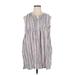 Sonoma Goods for Life Casual Dress - Mini V Neck Sleeveless: Gray Stripes Dresses - Women's Size X-Large