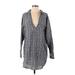 Free People Casual Dress - Mini Collared 3/4 Sleeve: Gray Dresses - Women's Size X-Small