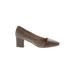 Max Mara Heels: Slip-on Chunky Heel Classic Brown Solid Shoes - Women's Size 36.5 - Pointed Toe