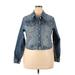 Torrid Denim Jacket: Short Blue Print Jackets & Outerwear - Women's Size 2X Plus