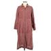 Wrap Casual Dress - Midi Collared 3/4 sleeves: Burgundy Dresses - Women's Size 6