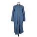 North Style Casual Dress - Shirtdress Collared 3/4 sleeves: Blue Print Dresses - Women's Size Medium