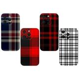 4 Pack Plaid Check Square Shockproof Phone Case TPU Soft Shell Camera Protection Anti-Scratch for iPhone 15 Pro Cases