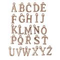 Mandala Crafts Name Initial Alphabet Letter Charm Loose Beads for Pendant Necklace Bracelet Earring Jewelry Making (Rose Gold Tone 4 Sets)