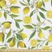 Nature Fabric by the Yard Exotic Lemon Tree Branches Yummy Delicious Kitchen Gardening Design Decorative Upholstery Fabric for Chairs & Home Accents 3 Yards Fern Green Yellow White by Ambesonne