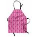 I Love You Apron Funny and Pink Cloud Characters in Cartoon Style with Little Hearts Unisex Kitchen Bib with Adjustable Neck for Cooking Gardening Adult Size Magenta Pale Pink by Ambesonne