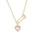 Necklace with Heart Charm Pink Crystal Hearts Pendant Paperclip Necklace Hot I3 Y2M3