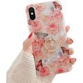 iPhone Xs Case iPhone X Case for Girls Cute Clear Cover for Women Girls with 360 Degree Rotating Ring Stand Kickstand Soft TPU Shockproof Cover for iPhone X/XS 5.8 Rose Flower Butterfly
