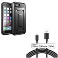 Case Belt Clip w MFi USB Cable for iPhone 8/7 - Swivel Holster Built-in Screen Protector Hybrid Slim Fit Cover 10ft Certified Charger Cord Power Wire for iPhone 8/7 Models