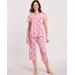 Blair Women's Floral-Print Capris Pajama Set - Pink - XL - Womens