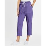Blair Pull-On Knit Drawstring Sport Capris - Purple - PL - Petite