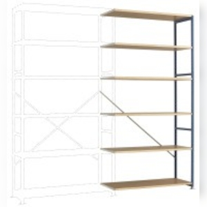 Breitfach-Steckregal Anbauregal mit 6 Holzverbundböden, HxBxT = 2500 x 1250 x 500 mm Image