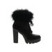 Cape Robbin Ankle Boots: Winter Boots Chunky Heel Casual Black Print Shoes - Women's Size 8 1/2 - Round Toe