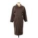 Oscar De La Renta Casual Dress - Sheath Cowl Neck 3/4 sleeves: Brown Solid Dresses - Women's Size 10