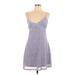 Forever 21 Casual Dress - Mini V-Neck Sleeveless: Gray Floral Dresses - Women's Size Large