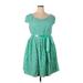 Fifth & Park Casual Dress - Mini Scoop Neck Short sleeves: Teal Solid Dresses - Women's Size 20