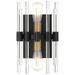 Santiago 2-Light Wall Sconce in Matte Black with Warm Brass Accents