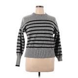 Philosophy Republic Clothing Turtleneck Sweater: Gray Stripes Tops - Women's Size X-Large