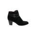 Life Stride Ankle Boots: Strappy Chunky Heel Chic Black Print Shoes - Women's Size 10 - Round Toe