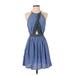 Juicy Couture Casual Dress - A-Line: Blue Grid Dresses - Women's Size 2