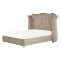 Beliani Velvet Eu Double Size Bed Taupe Ayette