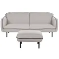 Beliani Fabric Sofa With Ottoman Light Grey Tonsberg