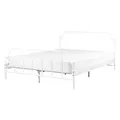 Beliani Metal Eu Double Size Bed White Mauressac