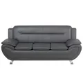 Beliani 3 Seater Faux Leather Sofa Grey Leira