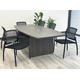 8' Charcoal Boat Shaped Conference Table w/ 6 Mesh Stack Chairs Set