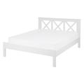 Beliani Wooden Eu Double Size Bed White Tannay