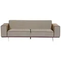 Beliani 2.5 Seater Linen Sofa Light Brown Oselo