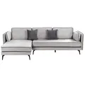 Beliani Right Hand Velvet Corner Sofa Light Grey Altan