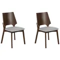 Beliani Set Of 2 Dining Chairs Dark Wood And Grey Abee