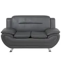 Beliani 2 Seater Faux Leather Sofa Grey Leira