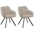 Beliani Set Of 2 Fabric Dining Chairs Beige Monee