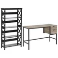 Beliani Home Office Set Light Wood And Black Foster/grant