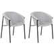 Beliani Set Of 2 Fabric Dining Chairs Grey Ames